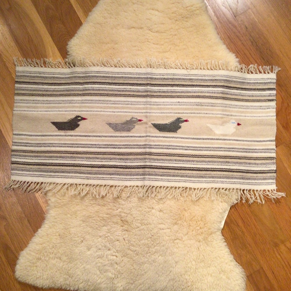 Ortega’s handwoven wool fringed duck textile